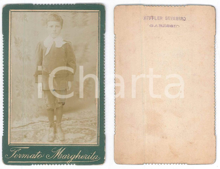 1900 ca GARESSIO (CN) Bambino in divisa da collegiale *Foto Severino HEFFLER CDV