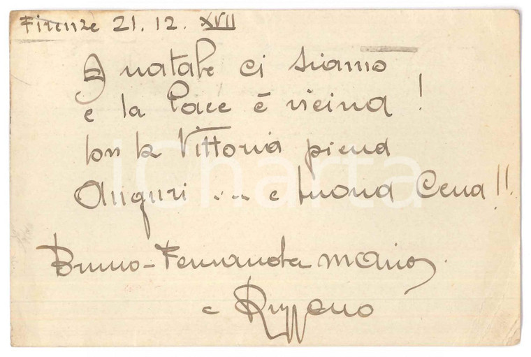 1938 FIRENZE Ditta Ferdinando SBIGOLI & Ruggero - Cartolina autografa