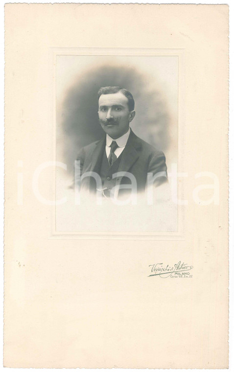 1915 ca MILANO Ritratto maschile - Busto - Foto VARISCHI & ARTICO 18x30 cm
