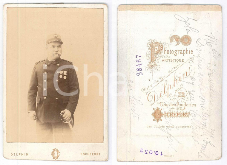1900 ca ROCHEFORT (FRANCE) Portrait d'officier - Photo DELPHIN 11x16 cm
