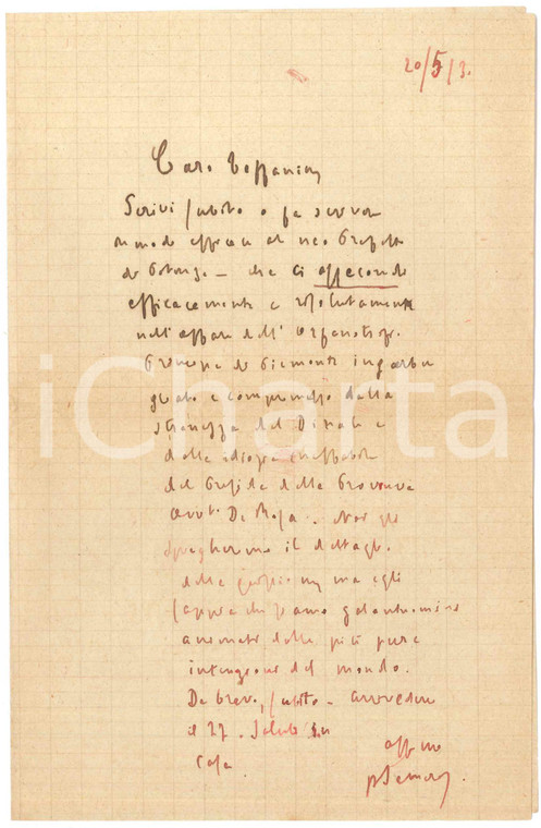 1930 ca s.l. Padre Giovanni SEMERIA cerca sostegno per l'orfanotrofio *AUTOGRAFO