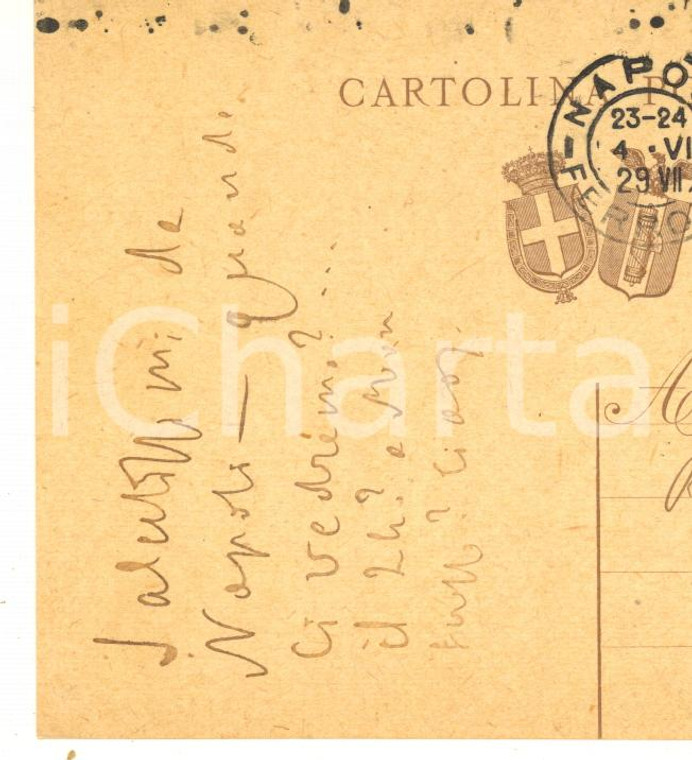 1929 NAPOLI Padre Giovanni SEMERIA - Cartolina saluti - AUTOGRAFO
