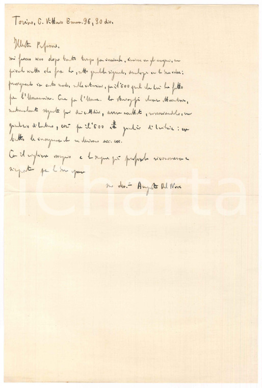 1950 ca TORINO Lettera Augusto DEL NOCE per invio di uno scritto *AUTOGRAFO