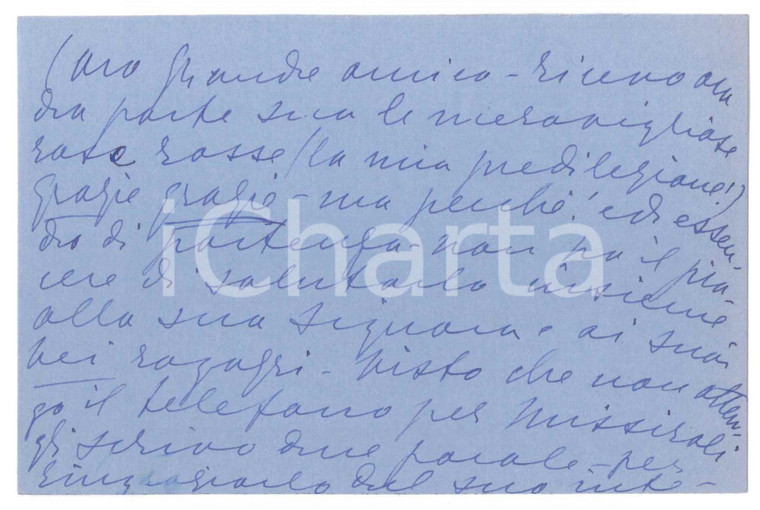 1950 ca Biglietto Emma GRAMATICA per una causa in corso - Autografo