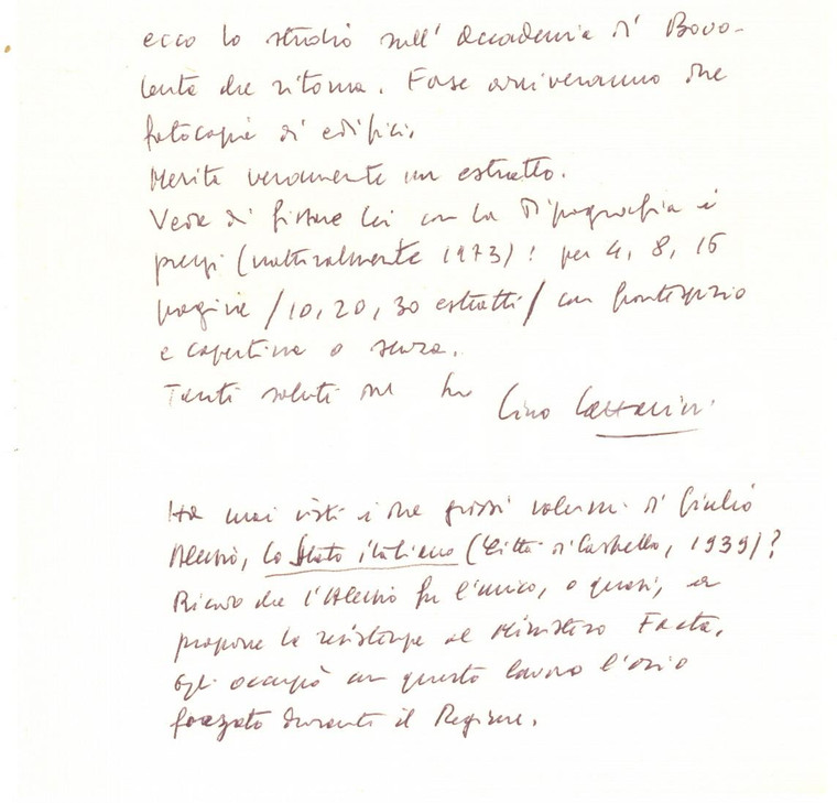 1973 PADOVA Lettera Lino LAZZARINI - Prezzi della tipografia *Autografo