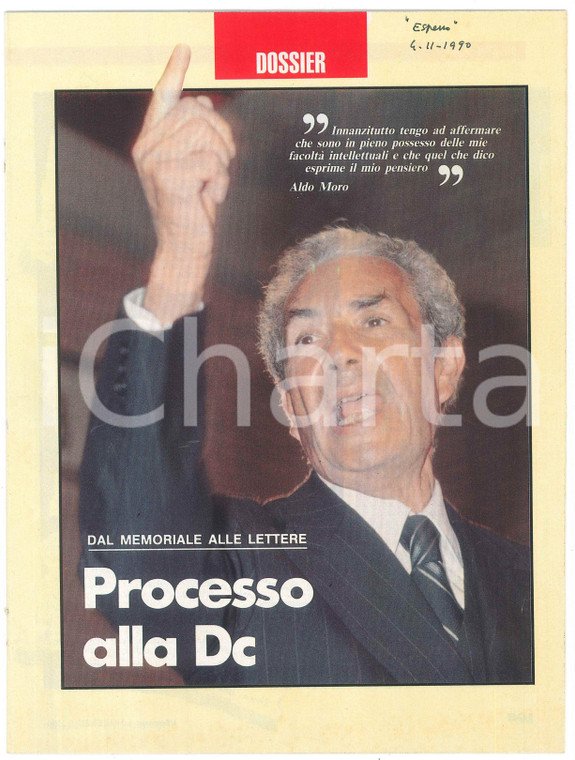1990 L'ESPRESSO - DOSSIER Processo alla DC Dal memoriale alle lettere - Rivista