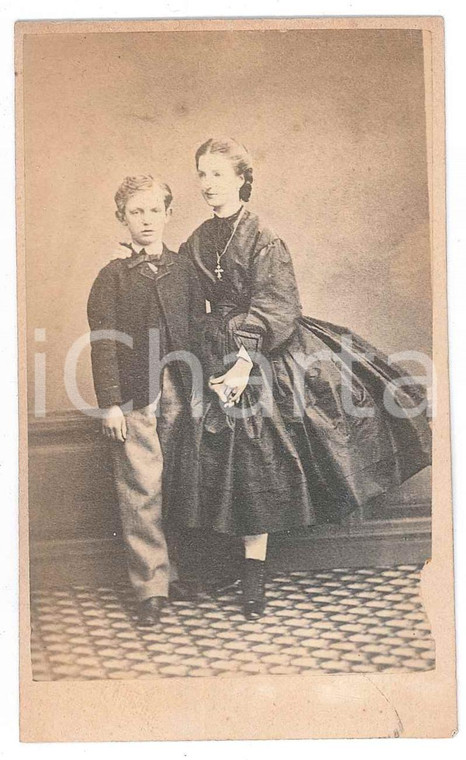 1870 ca COSTUME ITALIA Madre con il figlio per mano - Ritratto *Foto CDV