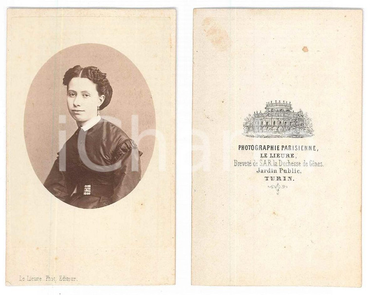 1875 ca TORINO Giovane donna in abito scuro - Busto - Foto LE LIEURE CDV