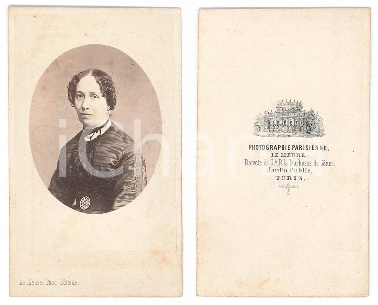 1875 ca TORINO Donna in abito scuro - Busto - Foto LE LIEURE CDV