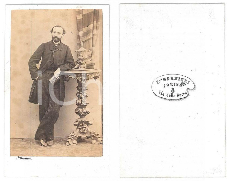 1870 ca TORINO Ritratto maschile con libri - Foto BERNIERI CDV
