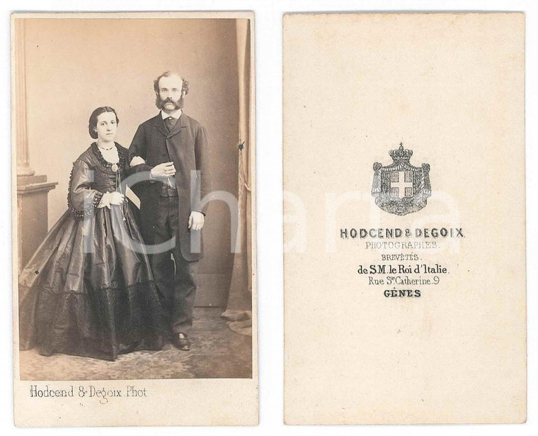 1870 ca GENOVA Coppia di coniugi - Ritratto ^Foto HODCEND & DEGOIX CDV