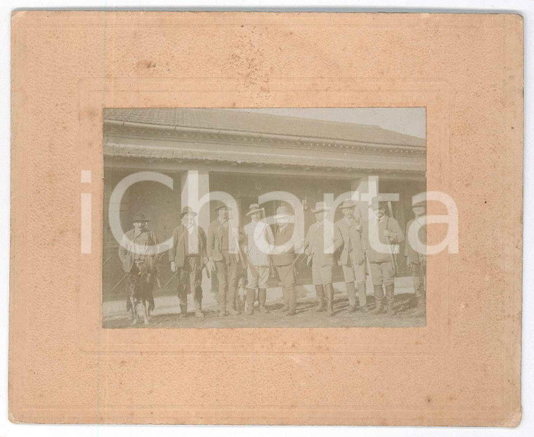 1915 ca COSTUME - ITALIA - Gruppo di cacciatori - Foto anonima 13x10 cm