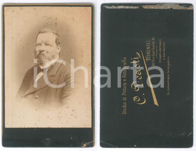 1880 ca TORINO Ritratto maschile - Busto - Foto Carlo DEASTI 11x16 cm