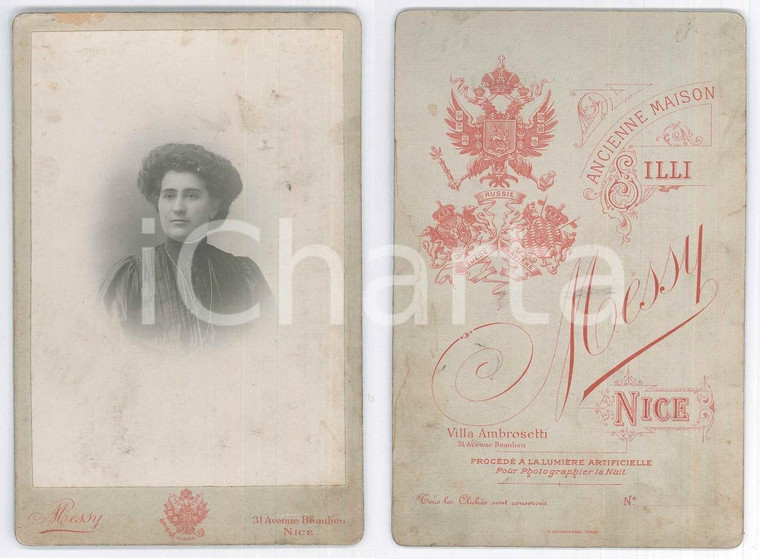 1900 ca NICE (FRANCE) Portrait de femme en robe noire *Photo MESSY 11x16 cm