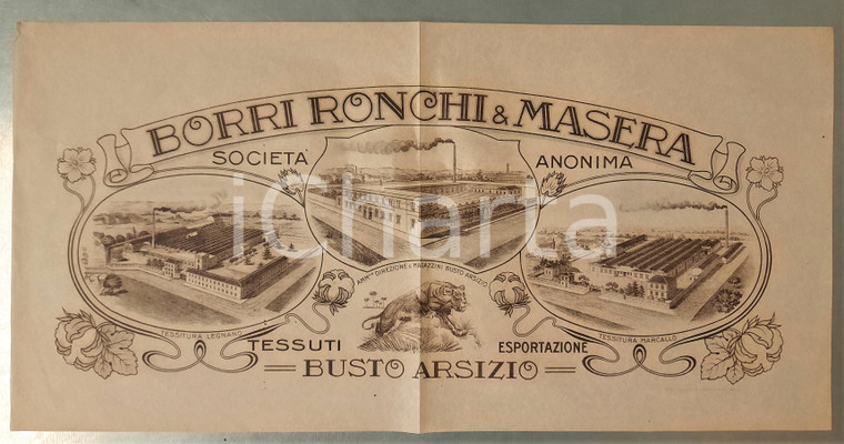 1915 ca BUSTO ARSIZIO - Tessuti BORRI RONCHI & MASERA - Velina 39x19 cm