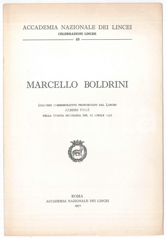1971 Albine UGGIÈ In memoria di Marcello BOLDRINI Accademia Lincei