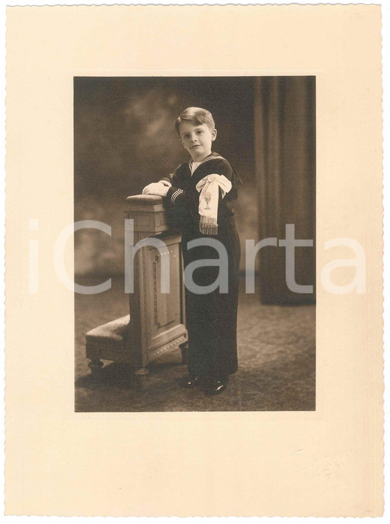 1945 ca TORINO Bambino alla Prima Comunione - Ritratto *Foto Enea MANGINI