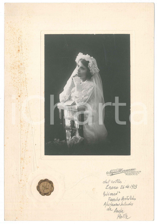 1913 ROSARIO (ARGENTINA) Ritratto Aida ROLLE - Cresima - Foto NIGRIS Hermanos