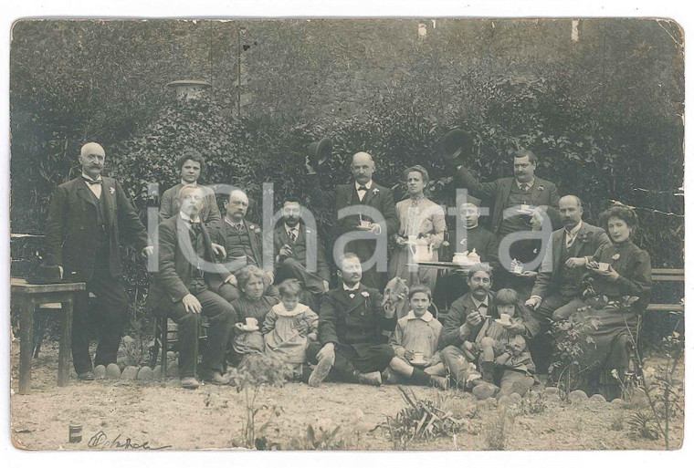 1905 ca COSTUME ITALIA The di famiglia in giardino *Foto anonima 14x9 cm