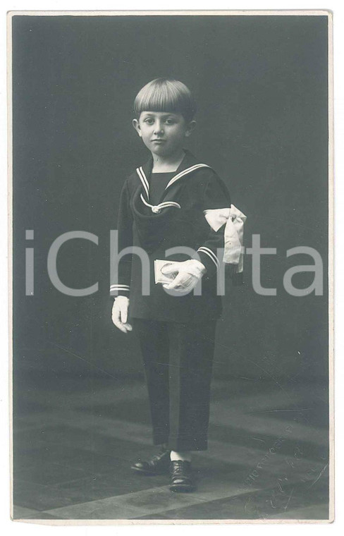 1930 ca PINEROLO (TO) Bambino alla Prima Comunione *Fotocartolina TAVERA