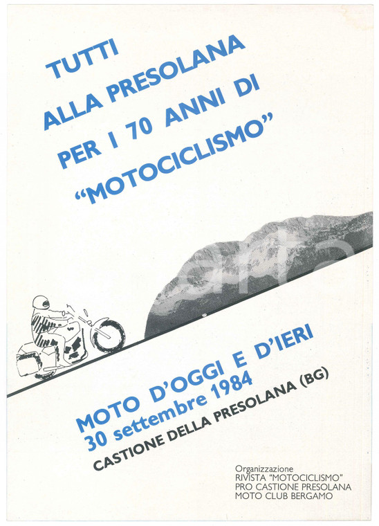 1984 CASTIONE DELLA PRESOLANA Raduno per i 70 anni della rivista MOTOCICLISMO
