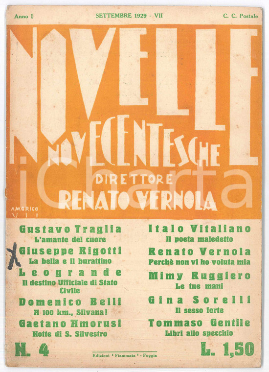 1929 NOVELLE NOVECENTESCHE Gustavo Traglia - Italo Vitaliano *Rivista