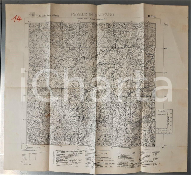 1940 ca Istituto Geografico Militare CARTA D'ITALIA - FAVALE DI MALVARO *Mappa