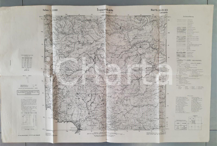 1943 WW2 Truppenkarte WEHRMACHT - LEVANTO (SP) - Mappa n° 95