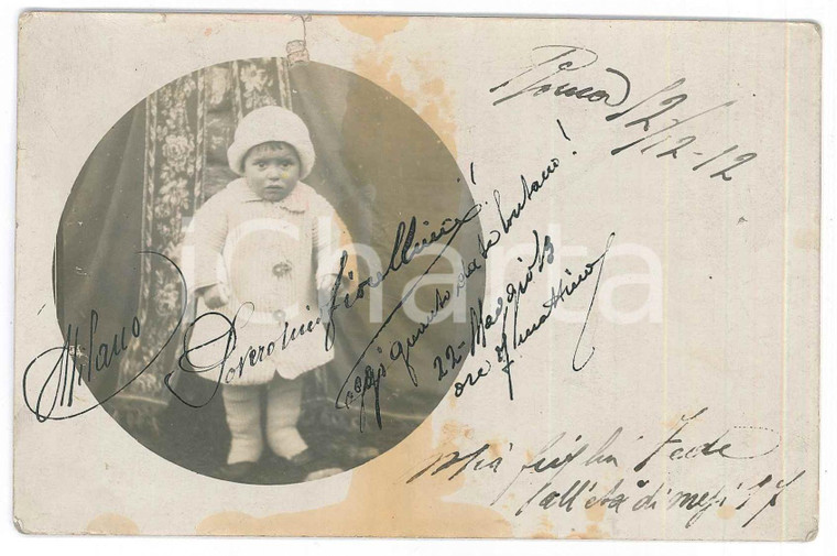 1913 MILANO Fede FABBRI bambina a 17 mesi - Ritratto *Foto cartolina