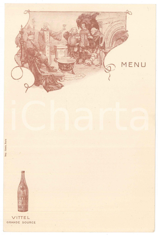 1915 ca FRANCE Eau VITTEL grande source - Menù pubblicitario NON COMPILATO