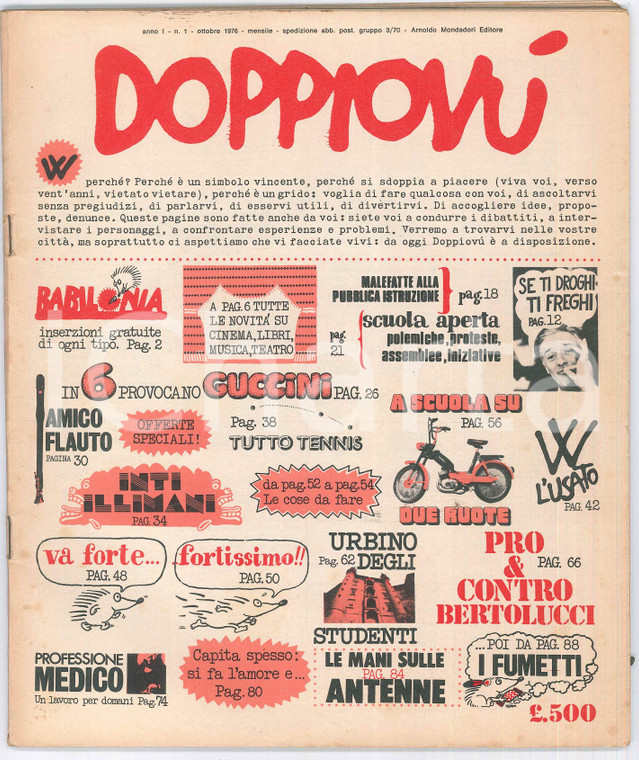 1976 DOPPIOVU' Intervista a Dario Fo: "Se ti droghi, ti freghi" - Anno I n°1