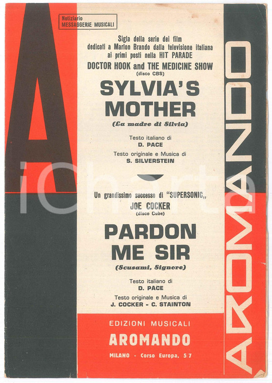 1973 Silvia's mother - Joe COCKER Pardon me Sir - Spartiti AROMANDO