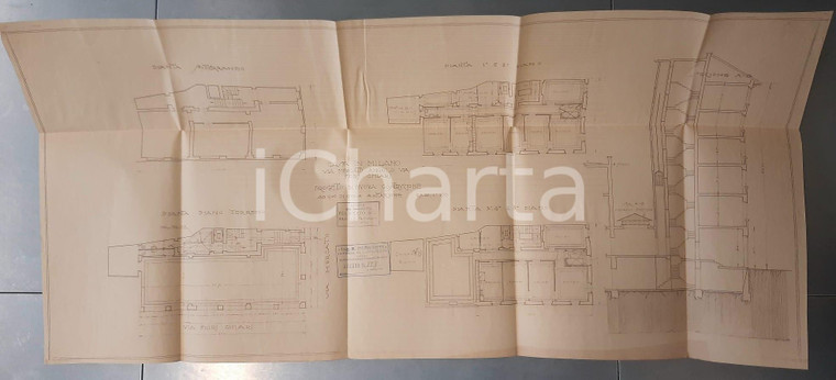 1927 MILANO via Mercato - Progetto casa Gaetano CESCHINA - Pianta e sezione