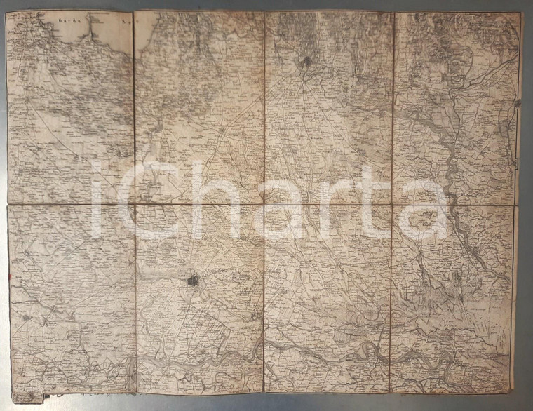 1860 ca ITALIA RISORGIMENTO - Linea del Mincio - Mappa su tela 50x37 cm RARA