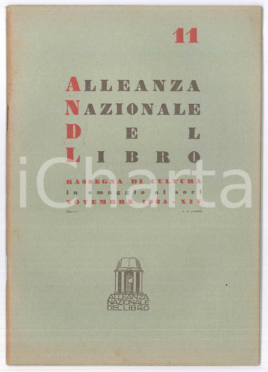 1935 ALLEANZA NAZIONALE DEL LIBRO Guido Manacorda - Palazzeschi romanziere