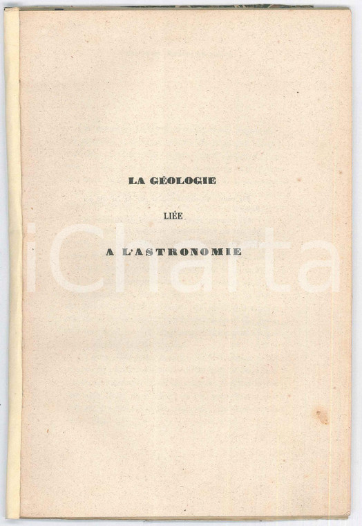 1848 J.B. DE NIGRIS La géologie liée à l'astronomie - Ed. Laurent CORA