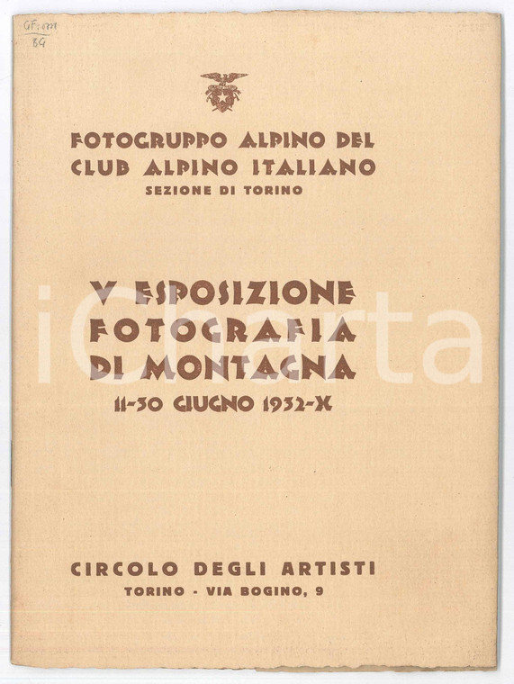 1932 TORINO Esposizione fotografia di montagna - Fotogruppo alpino CAI Catalogo