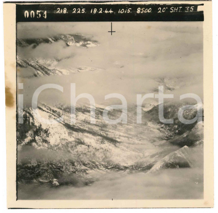 Febbraio 1944 WW2 ITALIA - ALPI - Fotografia AEREA militare 14x14 cm (5)
