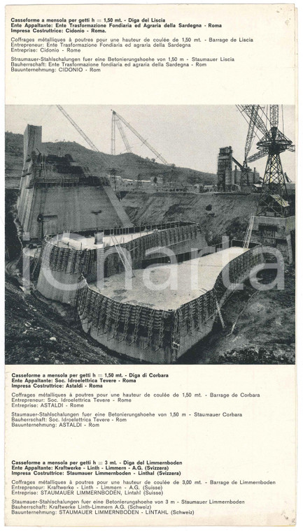 1960 ca COSTRUZIONI DIGHE - Casseforme a mensola *Pubblicità