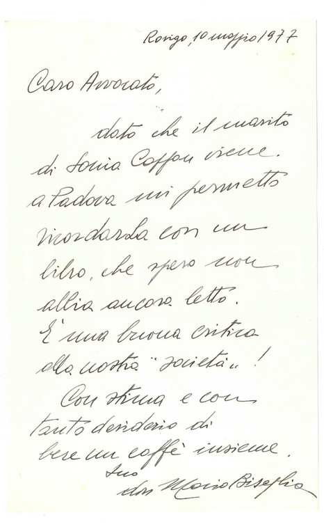 1977 ROVIGO Don Mario BISAGLIA promuove un buon libro - Autografo