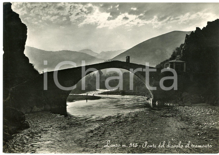1954 LANZO TORINESE (TO) Ponte del Diavolo al tramonto - Cartolina FG VG