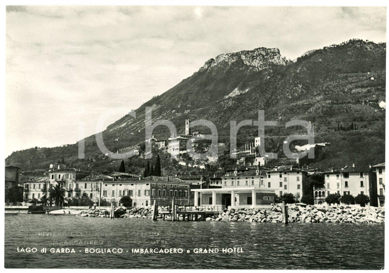 1950 ca BOGLIACO Lago di Garda - Imbarcadero e Grand Hotel (2) Cartolina