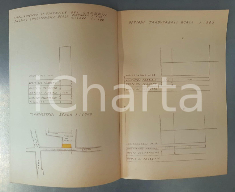 1925 ca PARMA Ampliamento Piazzale del CARBONE - Planimetria 41x31 cm