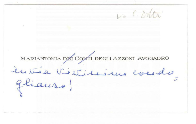 1980 PADOVA Mariantonia degli AZZONI AVOGADRO - Biglietto AUTOGRAFO