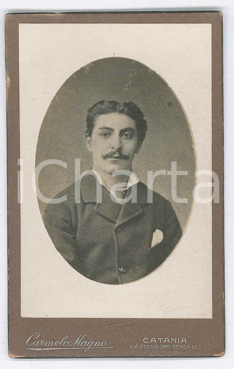 1910 ca CATANIA Ritratto di giovane uomo - Busto *Foto Carmelo MAGNO CDV