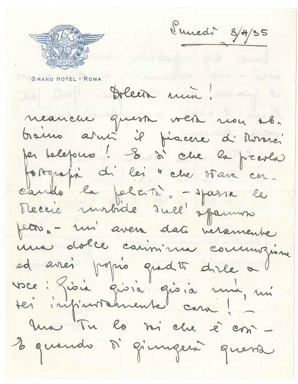 1935 ROMA - GRAND HOTEL - Lettera d'amore su carta intestata (2)