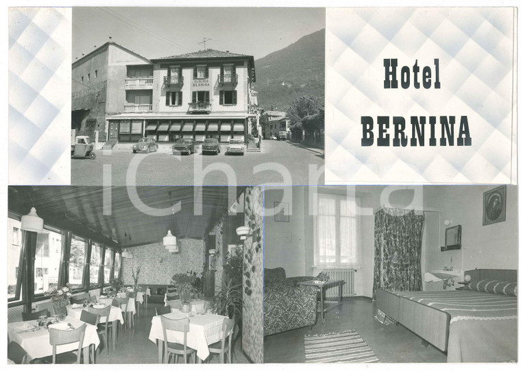 1965 ca TIRANO (SO) Vedutine - Hotel BERNINA - Bozzetto cartolina 30x21 cm