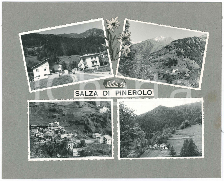 1965 ca SALZA DI PINEROLO (TO) Vedutine - Bozzetto per cartolina 27x21 cm