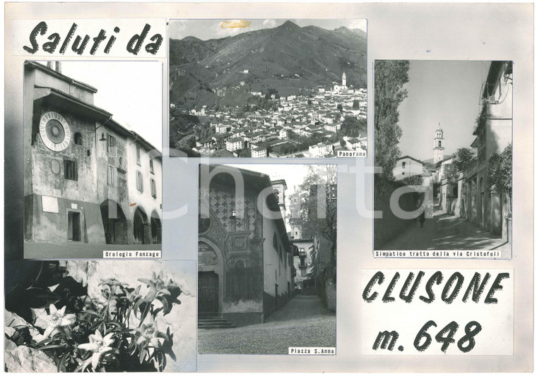 1965 ca CLUSONE (BG) Vedutine - Via Cristofoli - Bozzetto per cartolina