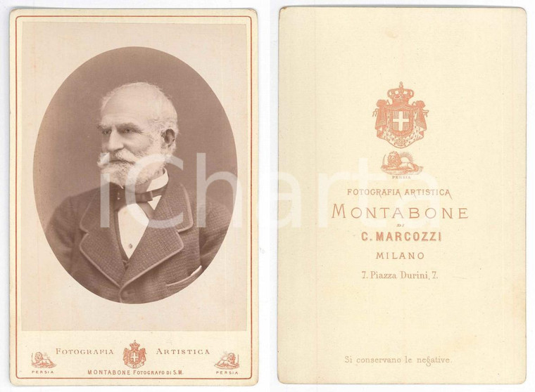 1890 ca TORINO Ritratto maschile - Busto - Foto MONTABONE 11x16 cm